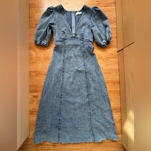 Chic Long Sleeve Denim Dress Size L